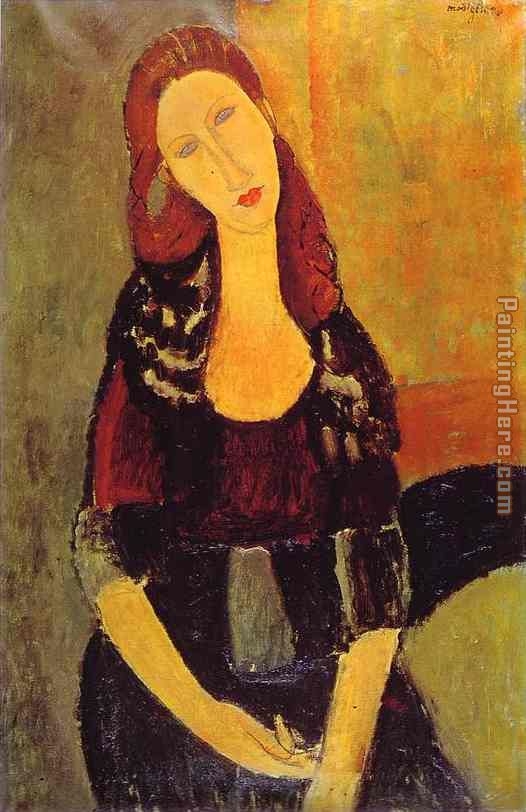 Portrait of Jeanne Hebuterne painting - Amedeo Modigliani Portrait of Jeanne Hebuterne art painting